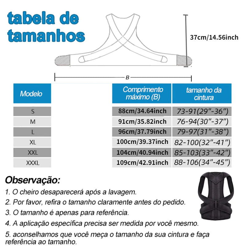 Cinto reforçado, coluna lombar, corretor de postura, colete ajustável, suporte para costas, ombro, coluna, pescoço.